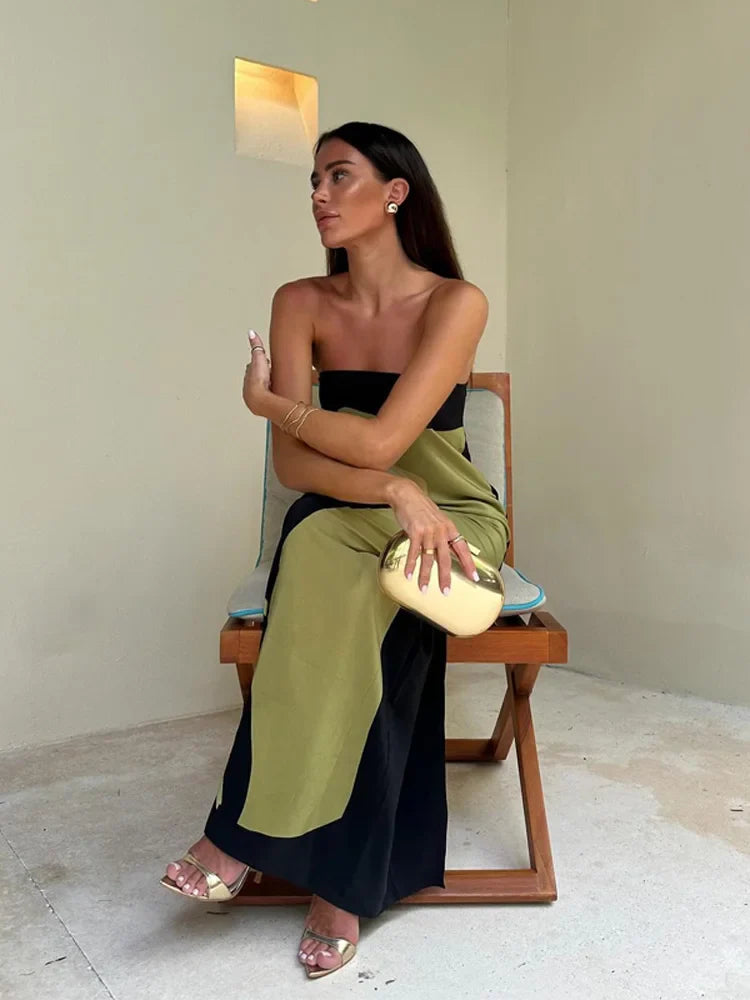 Sexy Strapless Backless Printed Long Dress Women Fashion Sleeveless Off Shoulder Vestidos Summer Lady Party Evening Robes