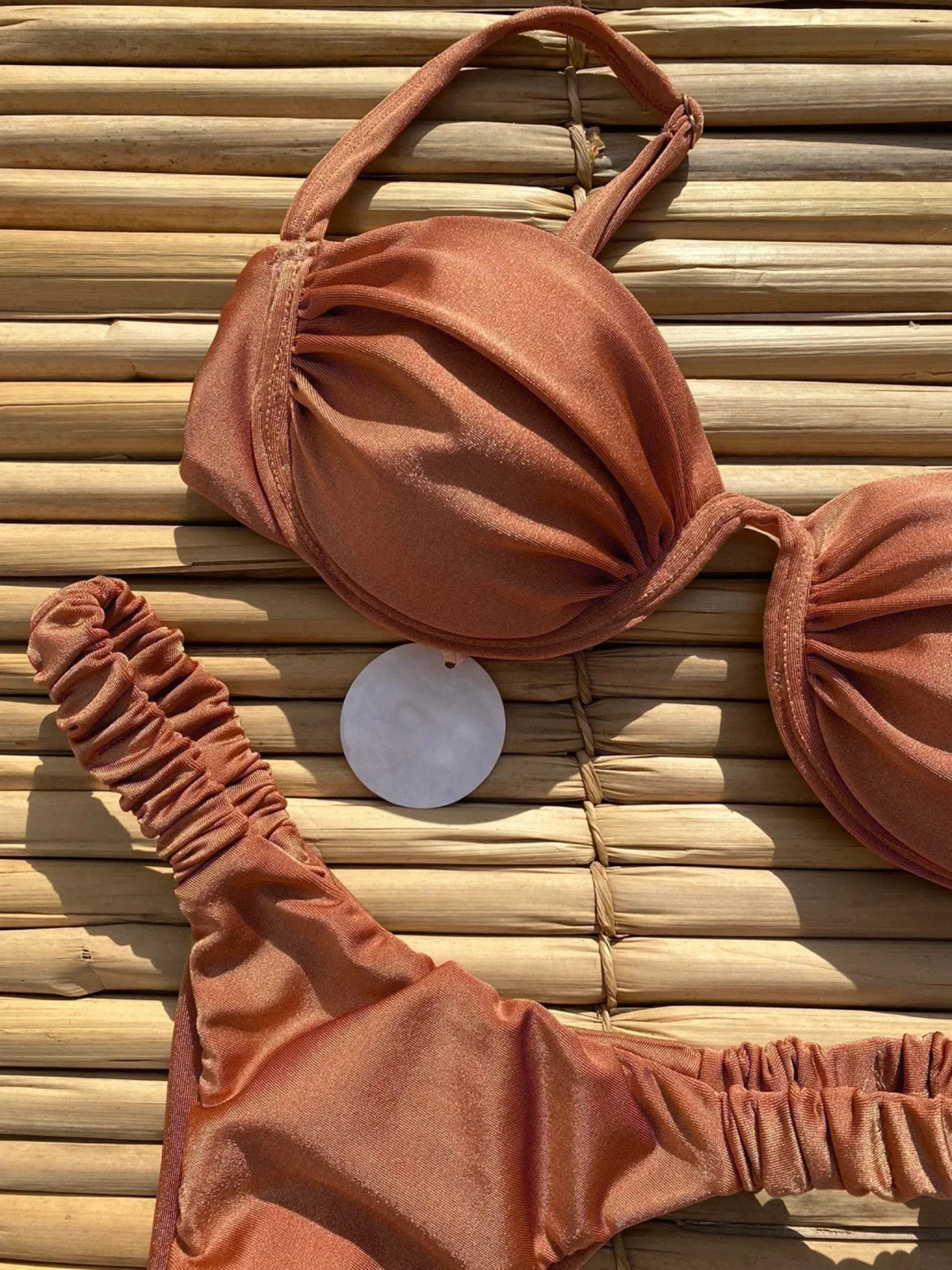 Push Up Bikini Sexy Women Swimsuit Female Swimwear Sexy Bikini Set Brazilian Biquini Swimming Suit Solid Shiny Beachwear