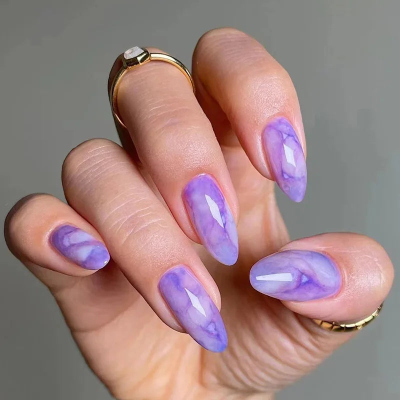 Unhas postiças simples vermelho vinho com cola, comprimento médio, amêndoa, unhas postiças, vestíveis, cabeça redonda, oval, cobertura total