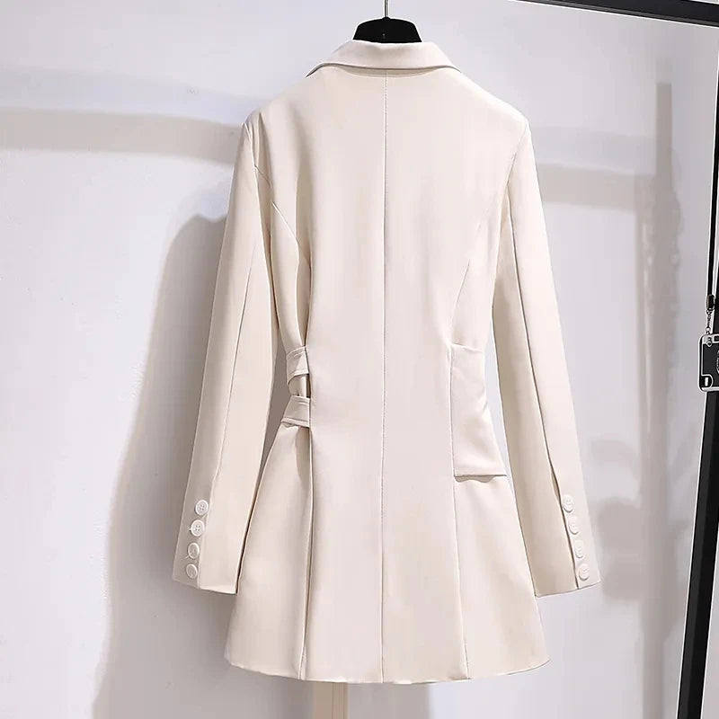 Women Blazer Autumn Women Clothing Belt Coats Long Sleeve Jacket Women Irregular Suit Dress for Women OL Solid Blazer Femme