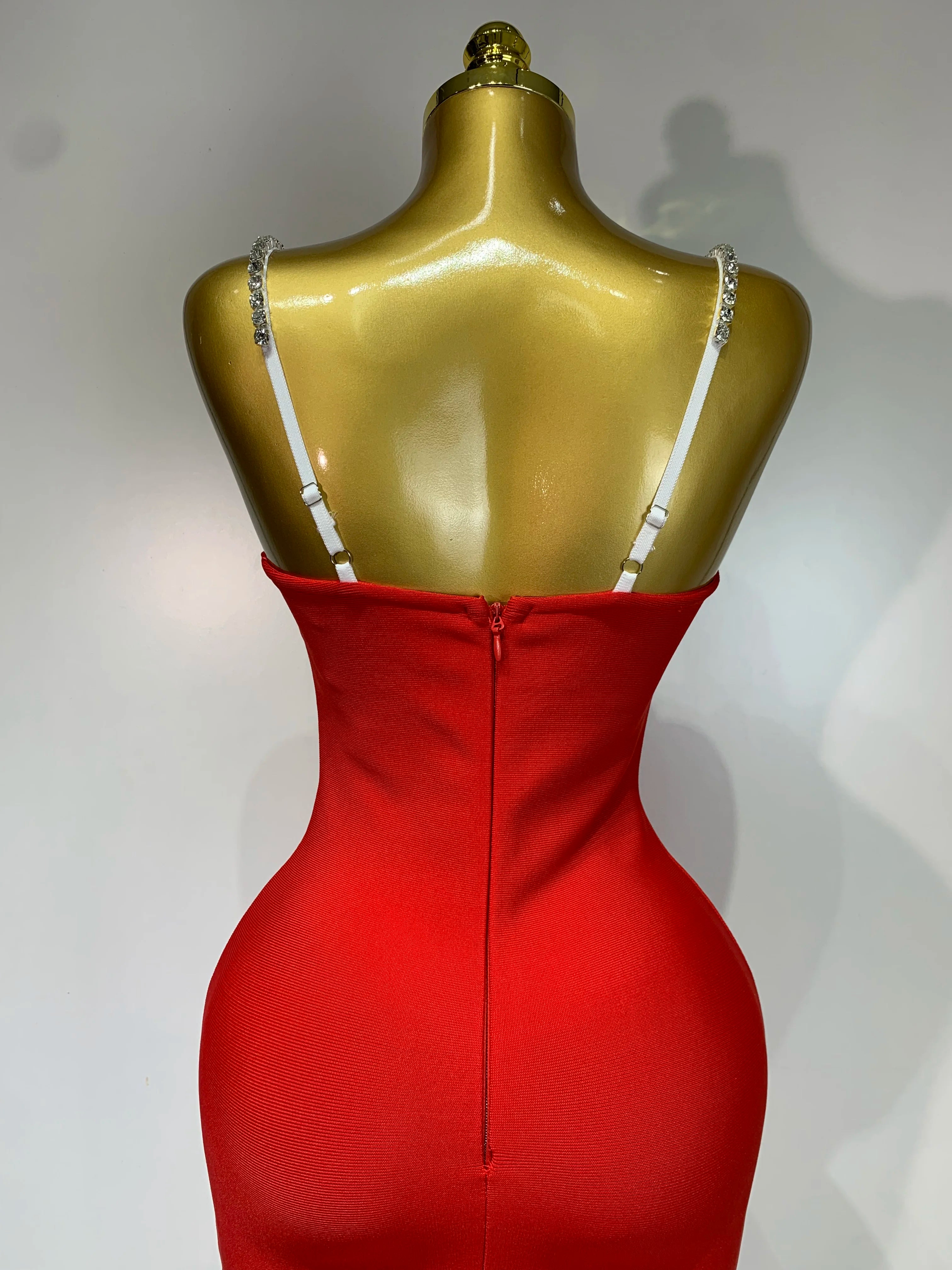 Women Sexy Backless Diamonds Red Maxi Long Bodycon Bandage Dress 2025 Celebrity Elegant Evening Club Luxury Birthday Party Dress