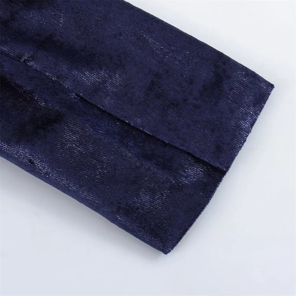 Zach Ailsa 2024 early spring new women's minimalist temperament solid color long sleeved slim fit velvet suit jacket