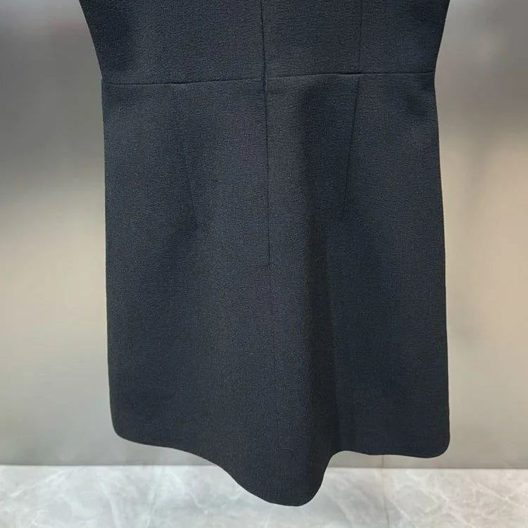 DEAT Fashion New Items Women's Diamonds Bows Hollow Out Spring Trendy Round Neck Puff Sleeves Dresses Female 11XX8796