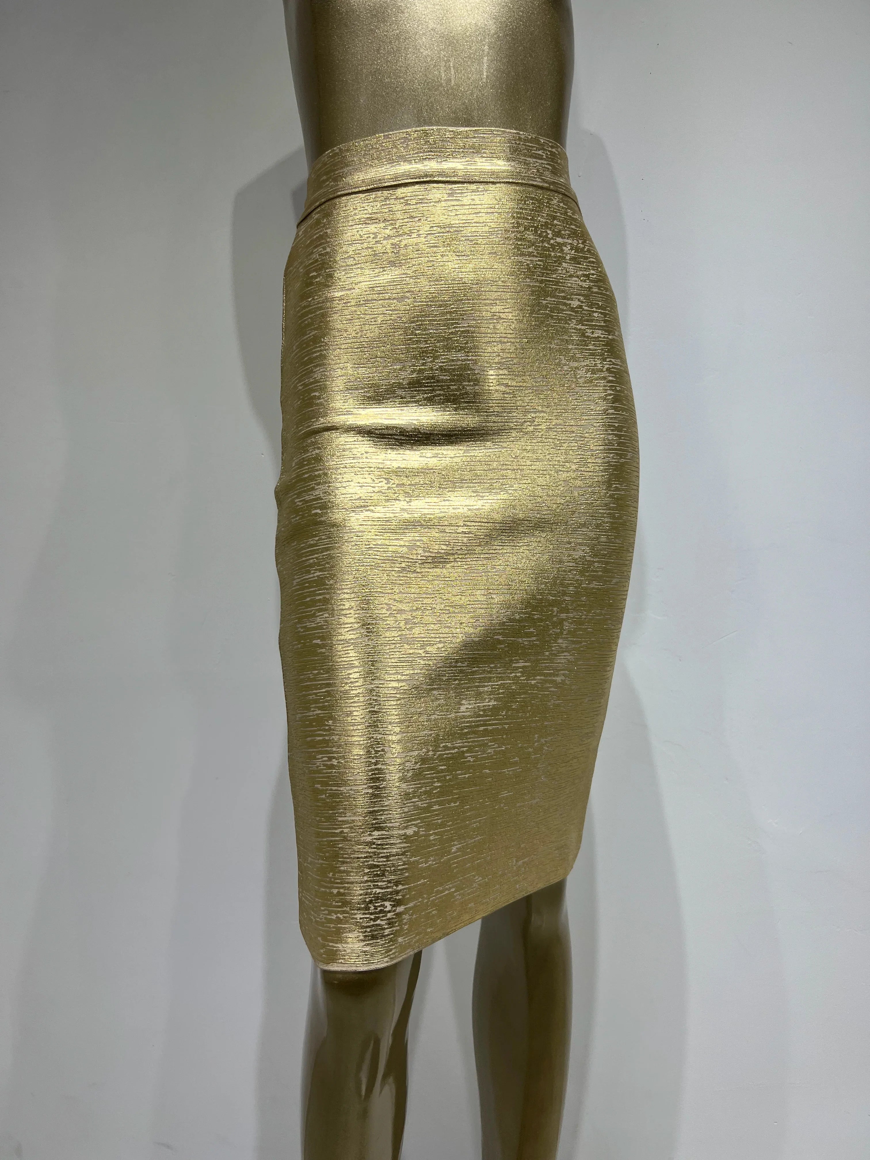 Saia feminina de verão, sexy, preta, prateada, dourada, bronzeada, bandagem, designer de rua, justa, festa, midi, saia lápis, 60 cm