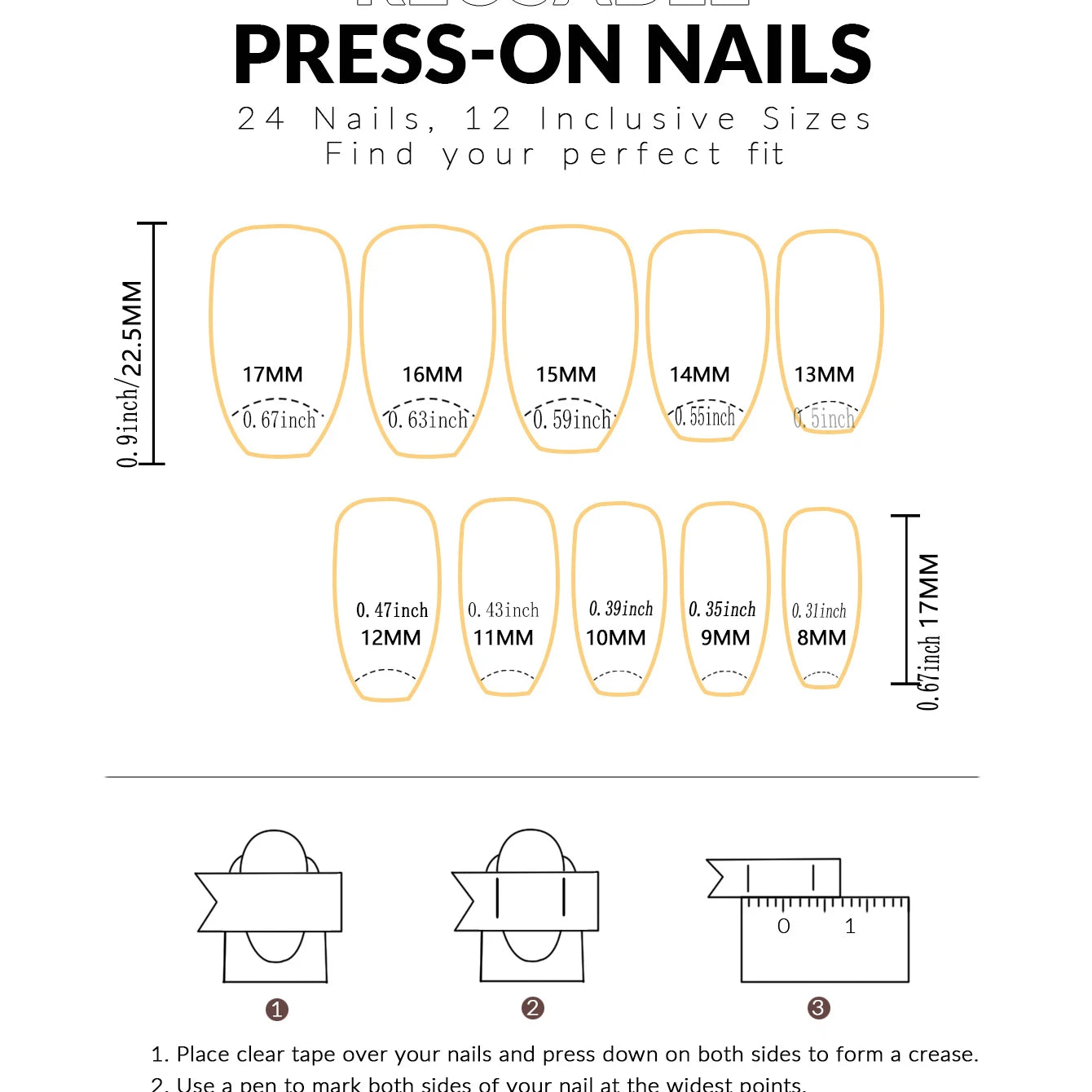24-piece push-on nail set, fuchsia rose design, sleek manicure, easy to apply and remove, glossy finish, ballet shape, medium le