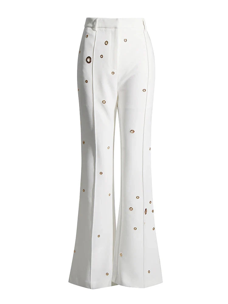 TWOTWINSTYLE Soild Minimalist Sets For Women Turn Down Collar Long Sleeve Patchwork Button Pockets Set Female Fashion Clothing