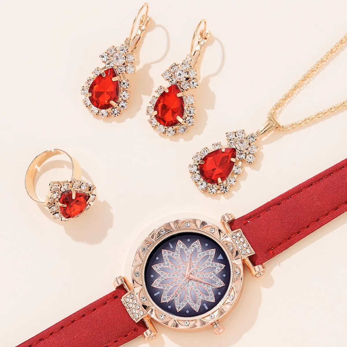 5pcs Set Watches For Women Leather Band Ladies Watch Simple Casual Women's Analog WristWatch Bracelet Gift Montre Femme