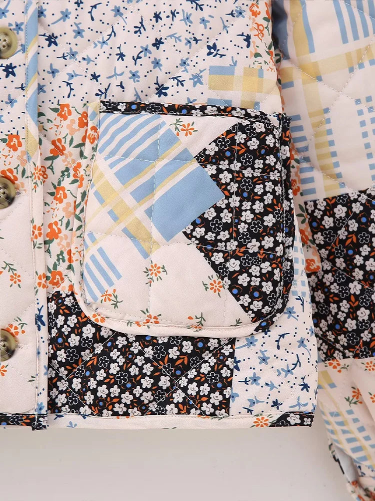 Willshela Women Fashion With Pockets Printed Single Breasted Jackets Vintage O-Neck Long Sleeves Female Chic Lady Outfits