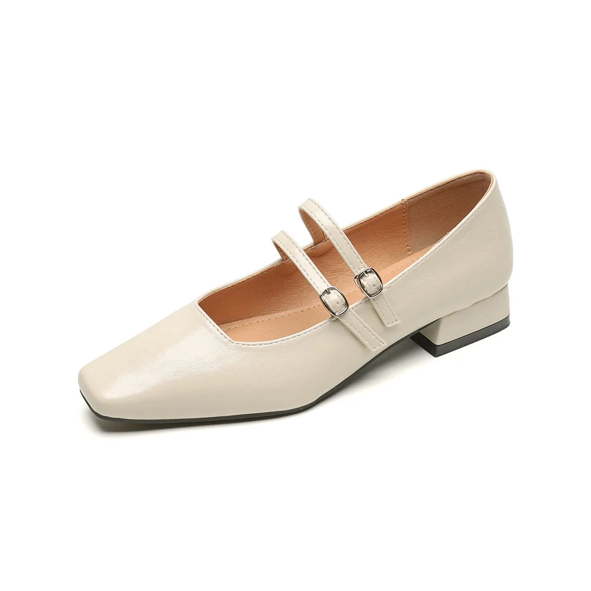 spring women's outerwear shoes Square toe design Mary Jane shoes Ladies casual high heels Work boat shoes Large sizes 41-43