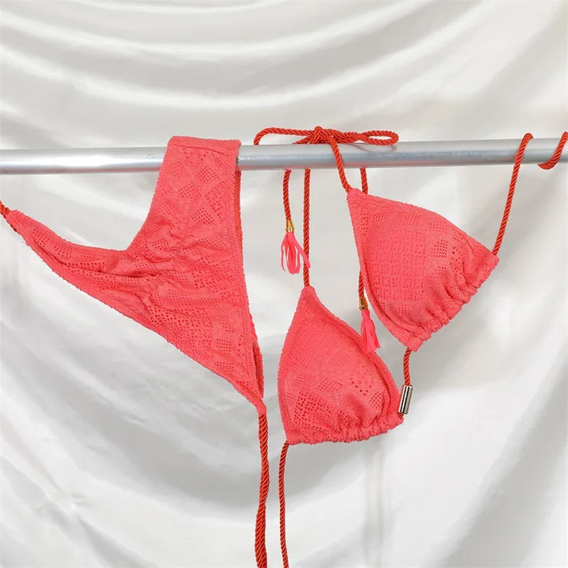 String Triangle Bikinis 2023 Brazilian Thong Swimsuit Women Sexy Swimwear Female Swimming Bathing Suit Beachwear Summer Trikini WHOS