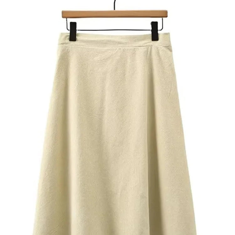 Plus Size Women's Clothing Spring And Autumn Suit Long-Sleeved Short Jacket In Corduroy Fabric And Knee Length Skirt Combination