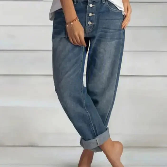Spring Oversize Women's Denim Pants Blue Pockets Empire Waist Wide-leg Jeans Loose Pants Female Summer Casual Fashion Lady