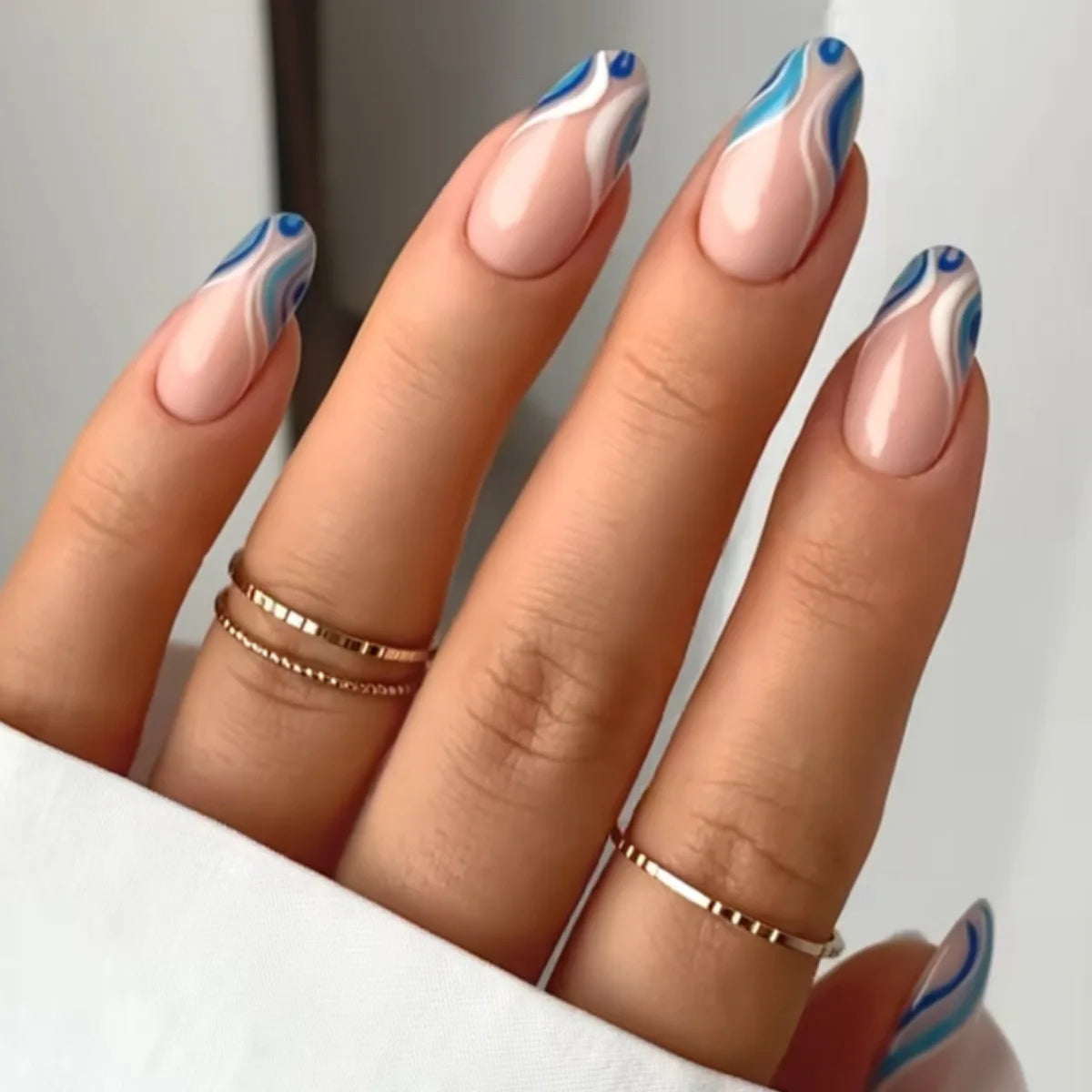 24Pcs Purple Press on Nails Almond White French Fake Nails DIY Artificial Nails Tips for Women Wearable Nail Accessories 2025