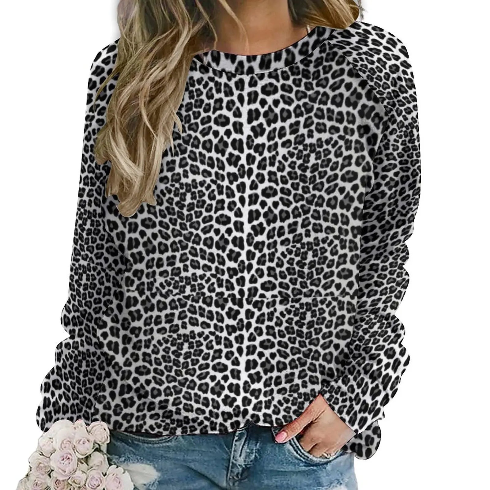 Jungle Cheetah Casual Hoodies Female Leopard Skin Green Leaves Print Hoodie Long Sleeve Street Fashion Oversized Sweatshirts style-1