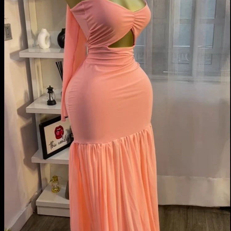 CM.YAYA Women Sleeveless Strap Ruched V-neck Pleated Side Split A-line Midi Maxi Long Dress 2025 Birthday Sexy Party Dresses