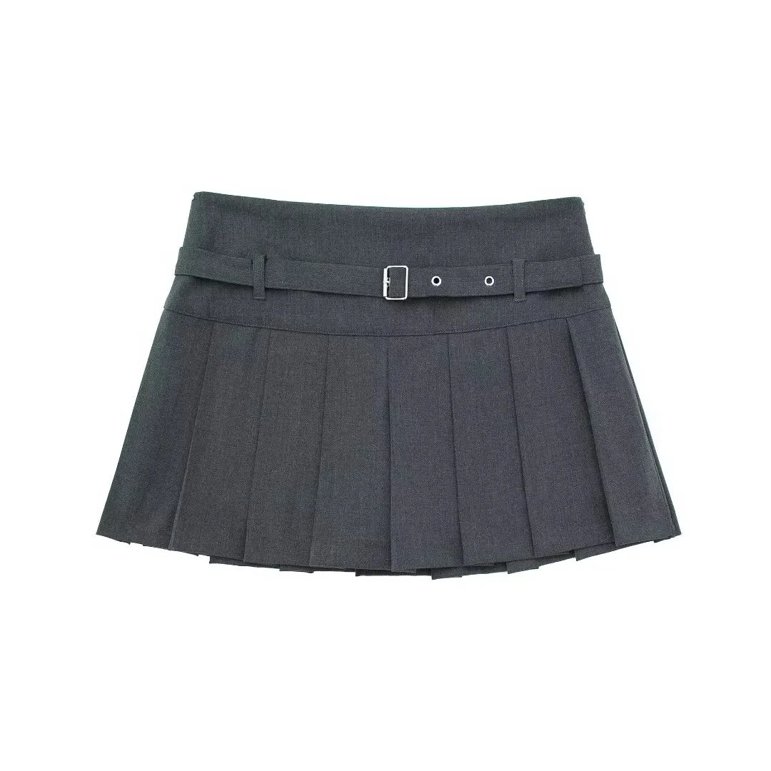 Vintage Casual Chic Women Skirt Solid Short Zipper Straight Short Skirt New Fashion Autumn Holiday Mini Skirt Solid Dark Gray