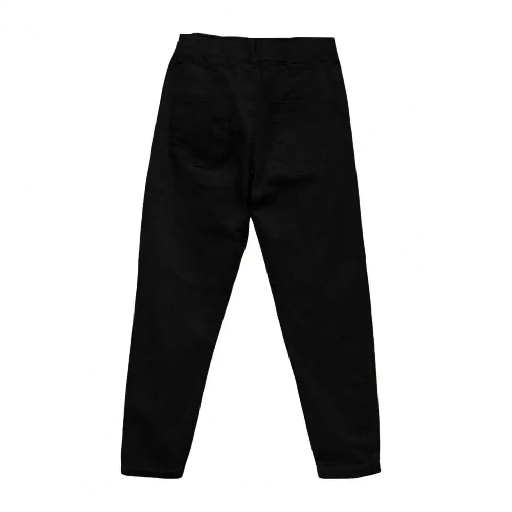 Soft Touch Women Pants Stylish Women's Casual Pants with Elastic Waist Pockets Solid Color Wide Leg Harem for Streetwear Black China