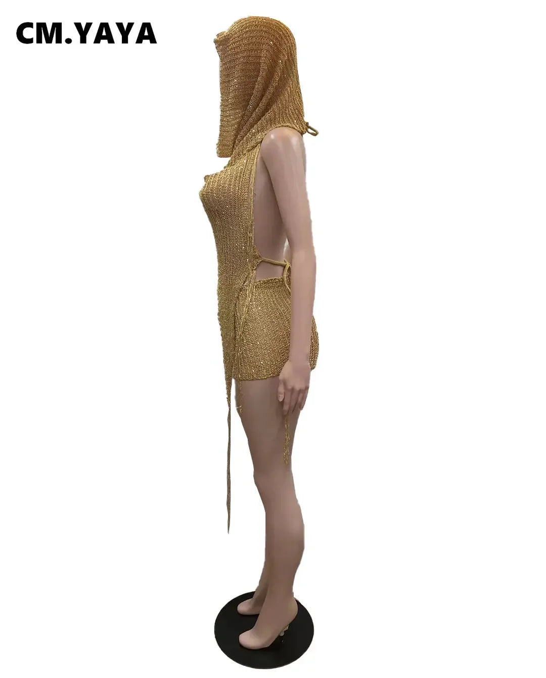 CM.YAYA Knit Ribbed Women's Set Halter Neck Backless Crop Top with Hat Shorts Suit 2023 Summer Two 2 Piece Set Outfit Tracksuit