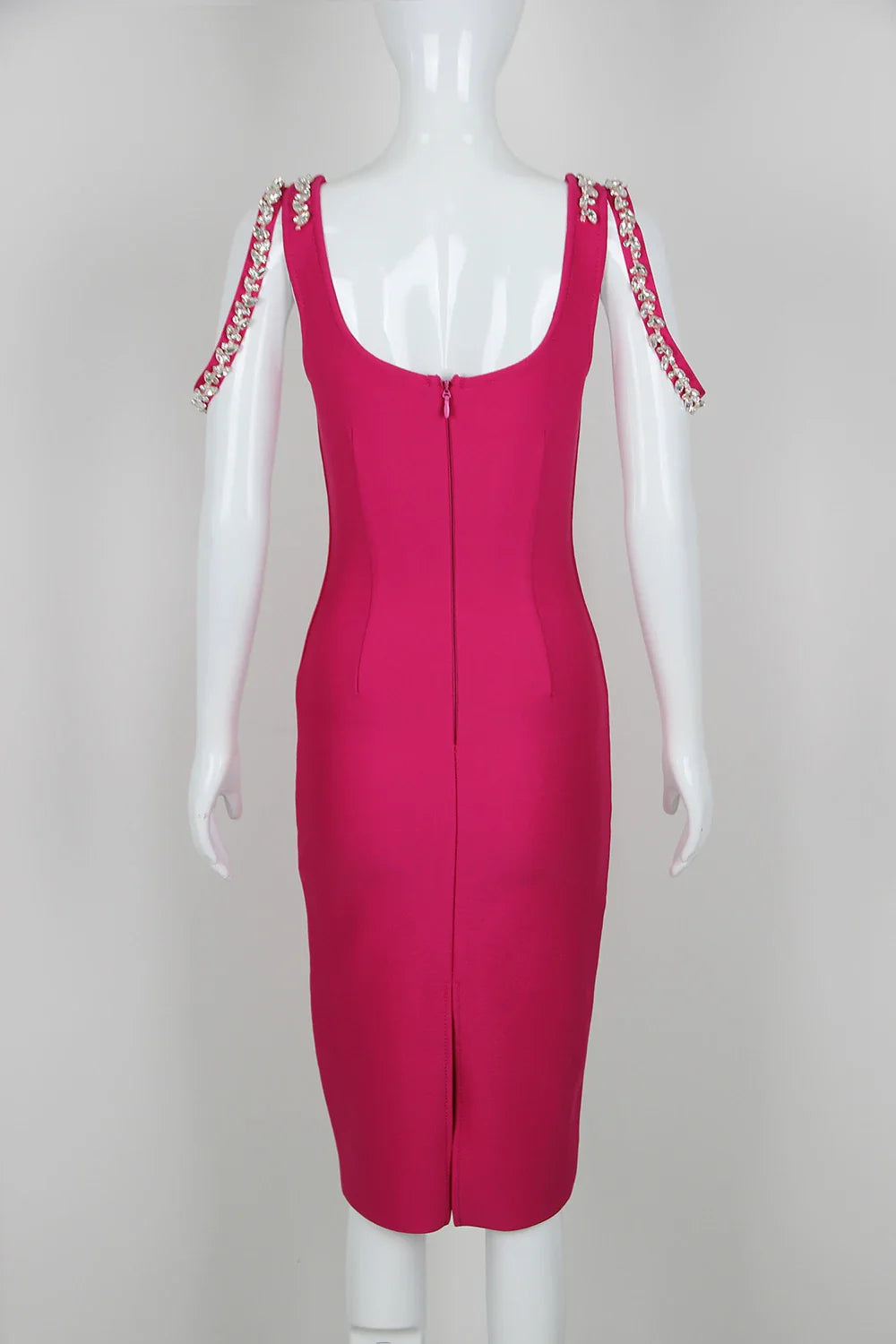 Factory Wholesale Women's Rose Red Spaghetti Strap Diamond Tight Sexy Celebrity Cocktail Party Bandage Dress