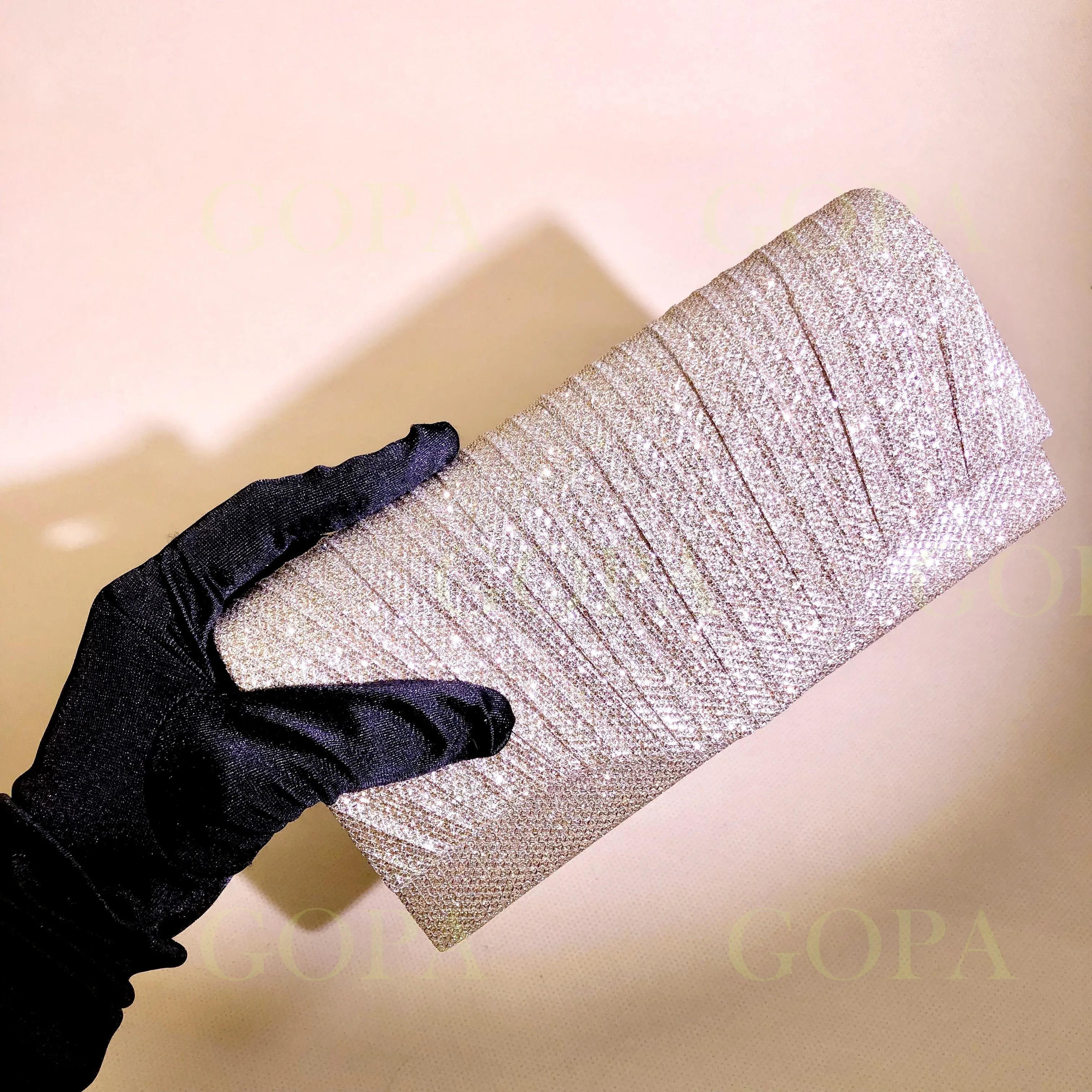 Women Lady Female Evening Dinner Clutch Shimmering Elegant Bag Shoulder bag Handbag Glitter Purse Party Coctail Wedding BEIGE