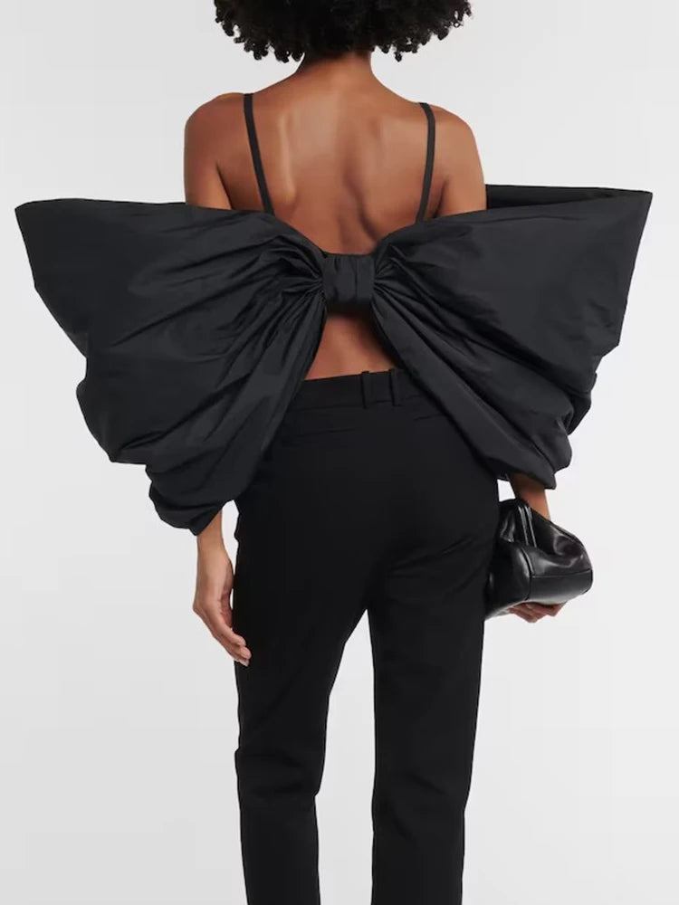 TWOTWINSTYLE Solid Sexy Slimming Bowknot Tank Tops For Women Square Collar Sleeveless Backless Designer Camisole Vest Female New