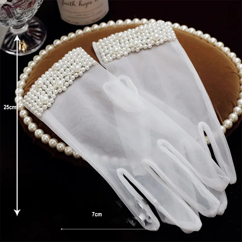 New Original Vintage Gloves Hepburn Black Satin Thin Bowknot Stage Banquet Bride Accessories ST-0007-A