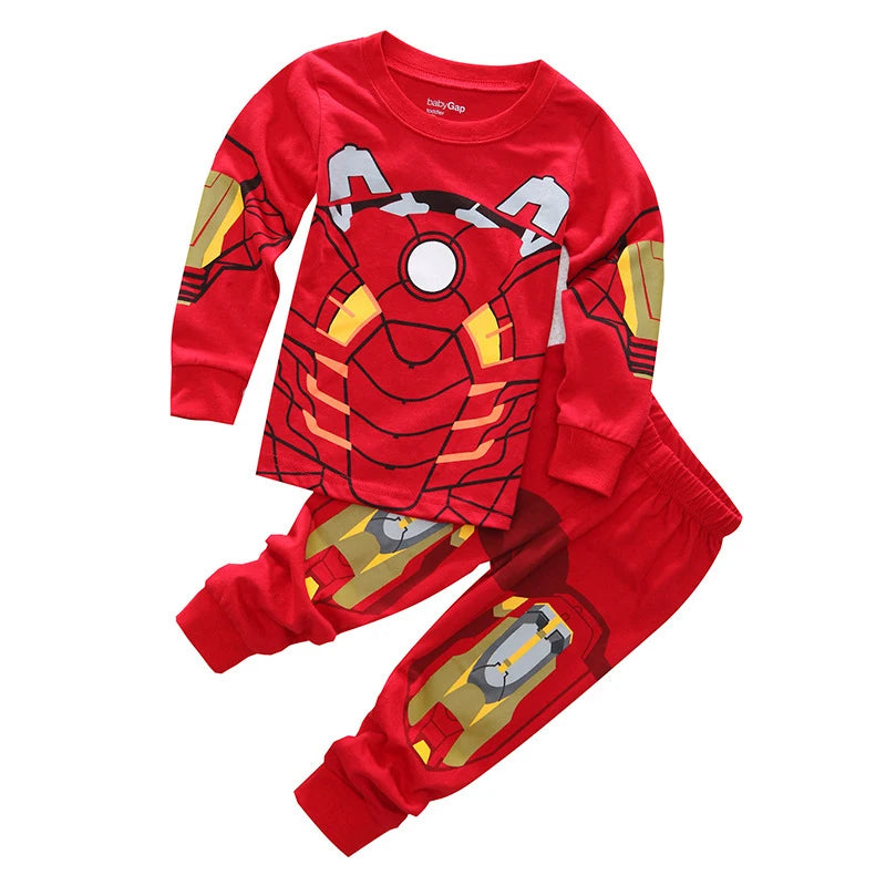 Children's Pyjamas Spiderman Iron Man Set Kids Sleepers Hero Collection Set Boys Girls Cartoon Long Sleeve Sleepwear 2-7T