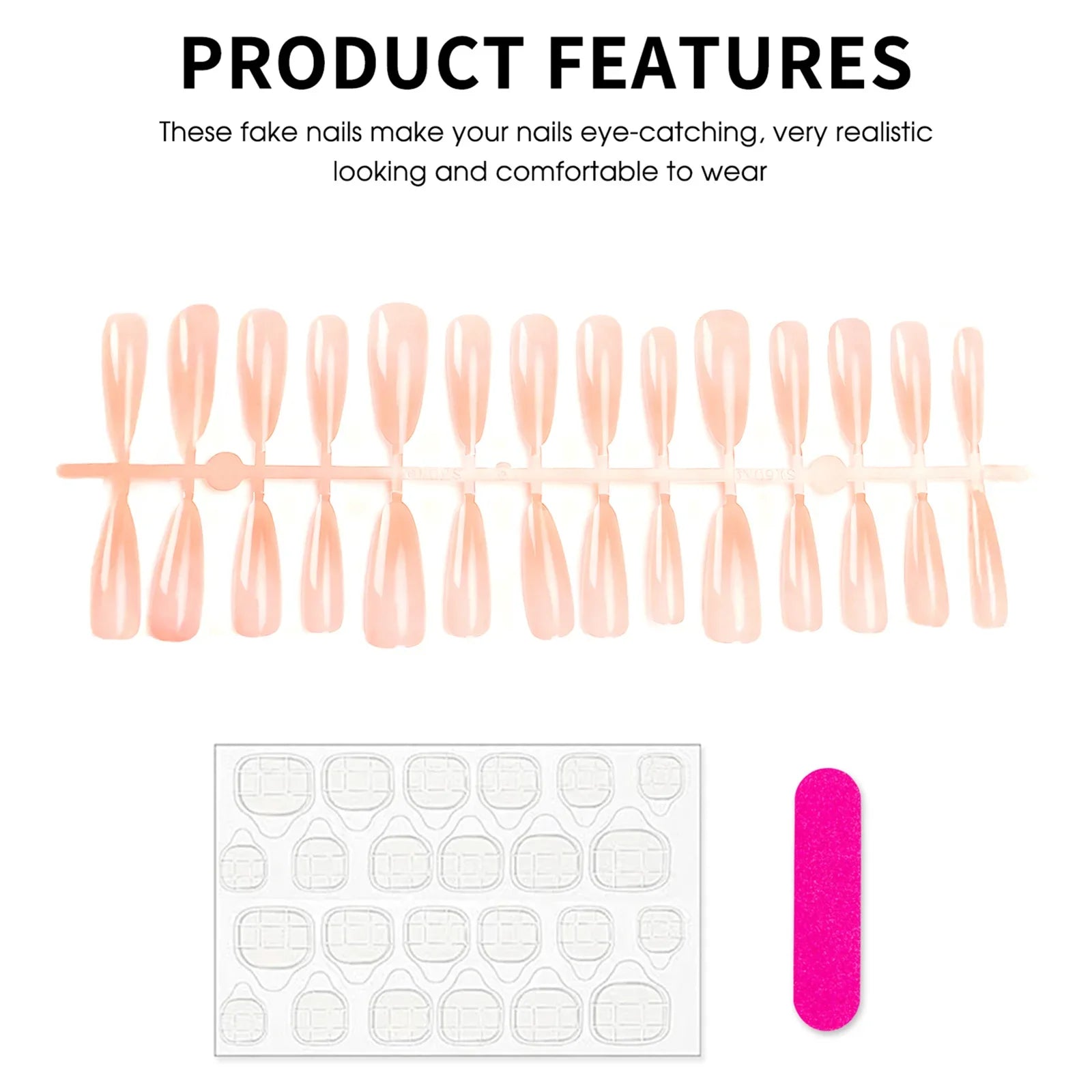 30Pcs Long Almond Fake Nails Gradient Nude Pink Color Acrylic Press On Nails Gentle Women Girls Wearable False Nails Supplies