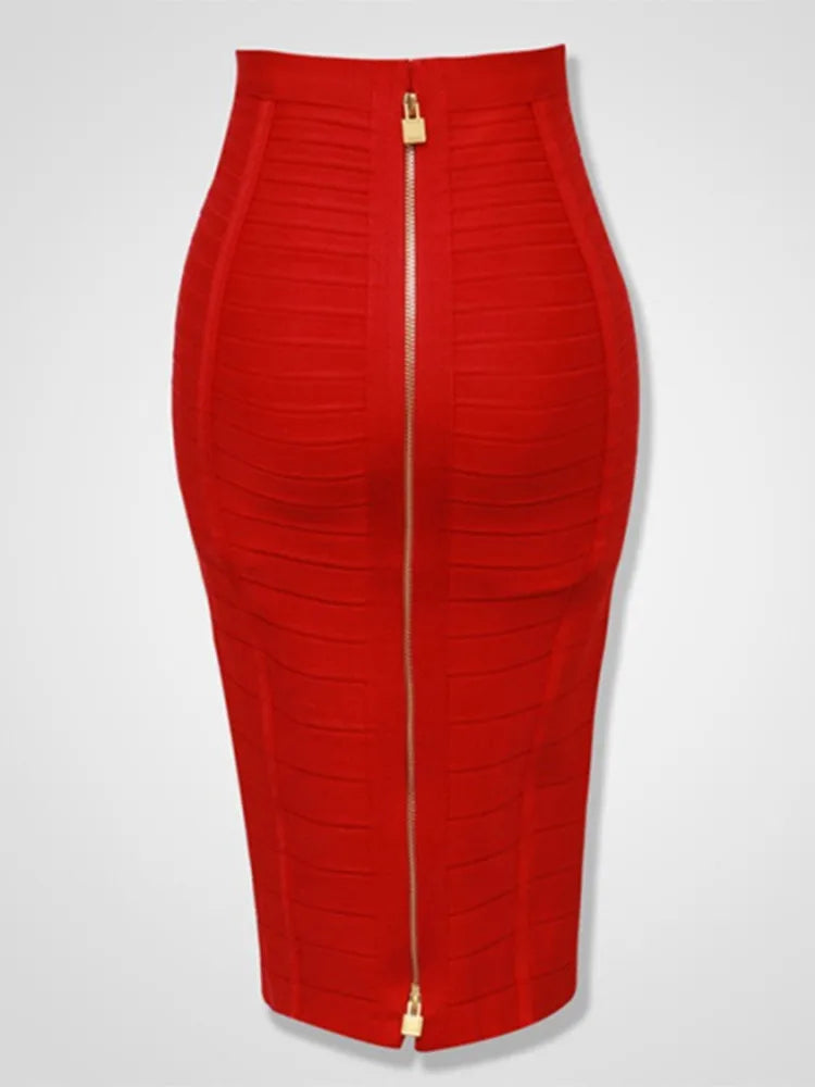 Saia bandagem sexy com zíper, tamanho grande GG XXL, moda verão 2022, designer, saia lápis justa, 58 cm