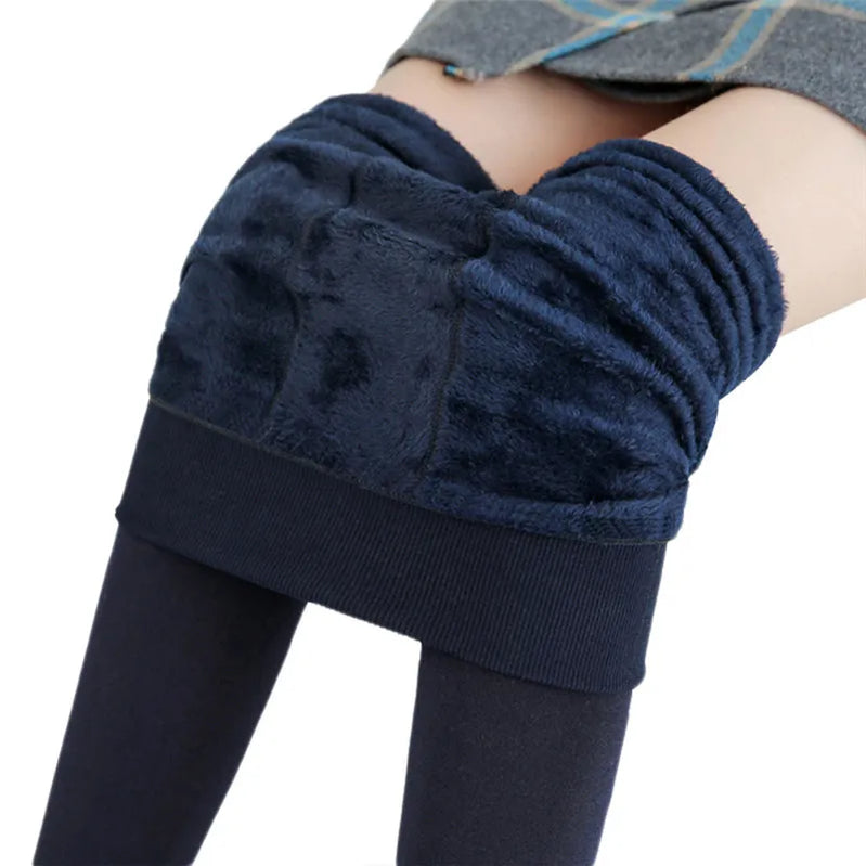 Winter Leggings For Women Warm Leggins Solid Color Velvet Leggins High Waist Leggings Stretchy Leggings Navy