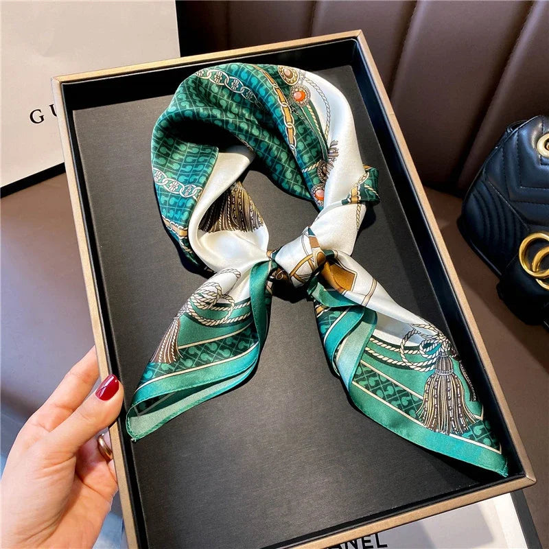 Square 100% Real Silk Scarf Women Bufanda Shawls Wraps for Lady Neckerchief Natural Foulard Femme Bandana Scarves Pashmina 2023 18236 68x68cm