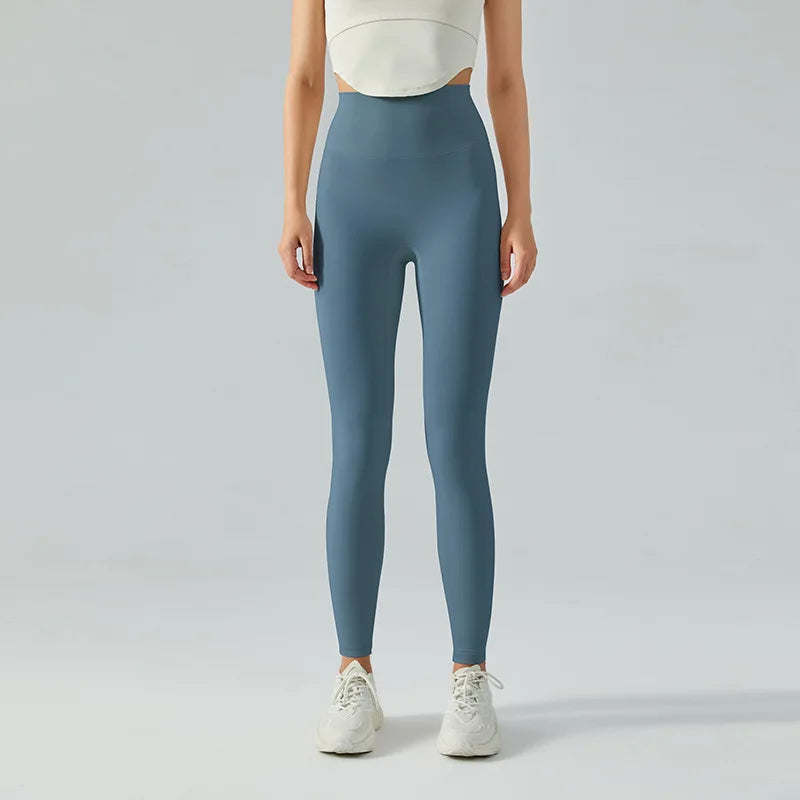 Emily Sportswear Naked High Waist Tight Yoga Pants Double-sided Brushed Peach Buttocks Lifting Running Sports Fitness Leggings Mysterious Green CHINA