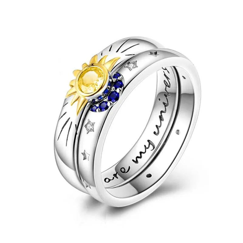 Sparkling Silver Color Cubic Zirconia Wedding Rings Set for Women Elegant Couples Engagement Ring Banquet Party Jewelry zd1186-1