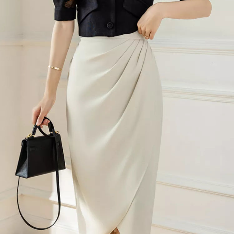 Vintage Skirts Women Hip Skirts Fashion Women Clothing High Waist Split One Step Skirts Black Skirt Irregular Skirts Womens APRICOT