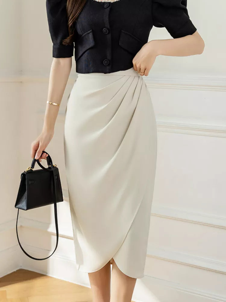 Vintage Skirts Women Hip Skirts Fashion Women Clothing High Waist Split One Step Skirts Black Skirt Irregular Skirts Womens APRICOT