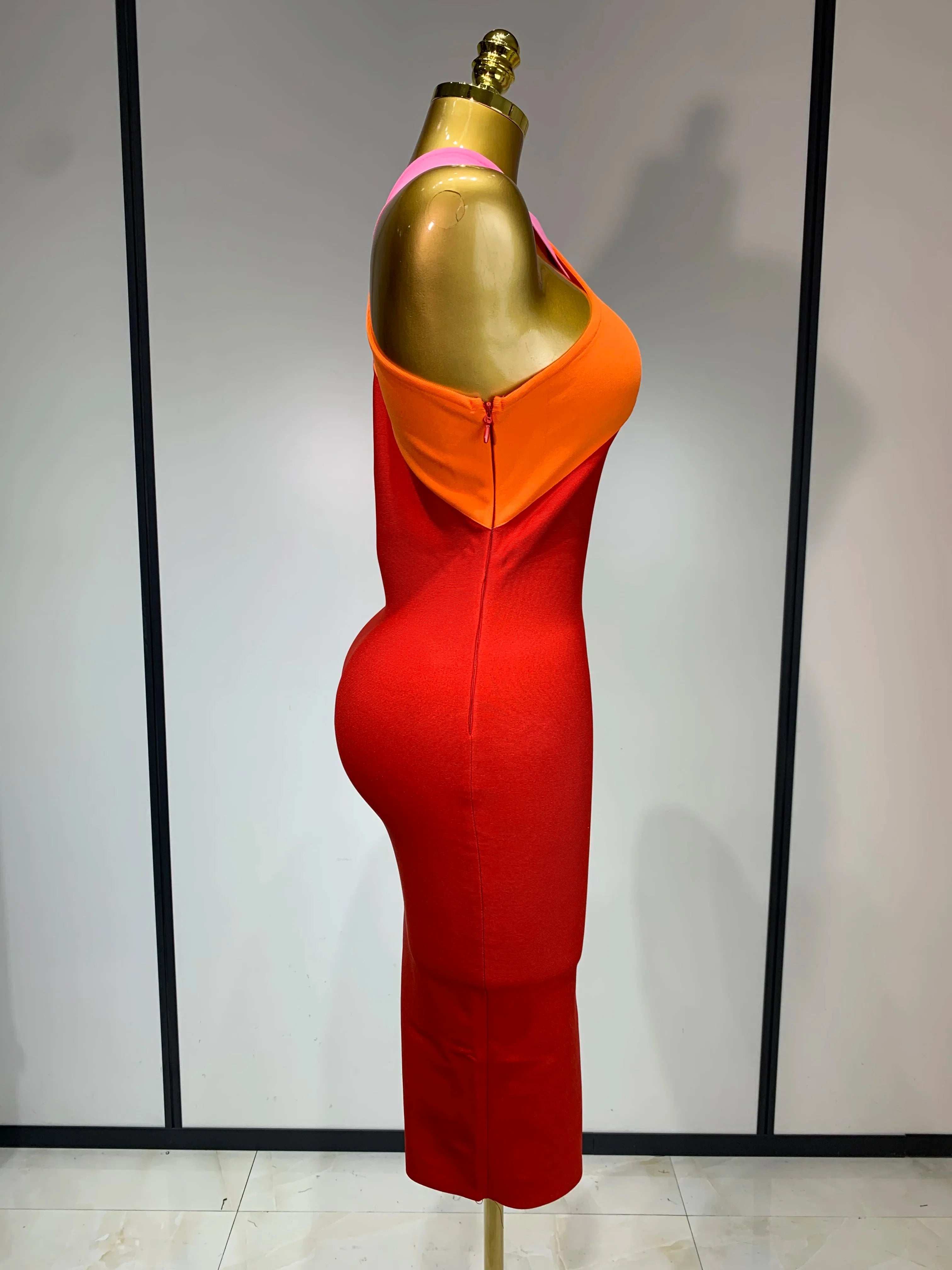 Women Sexy Backless Patchwork Bodycon Bandage Dress Celebirty Elegant Evening Party Carnival Luxury Birthday Dresses