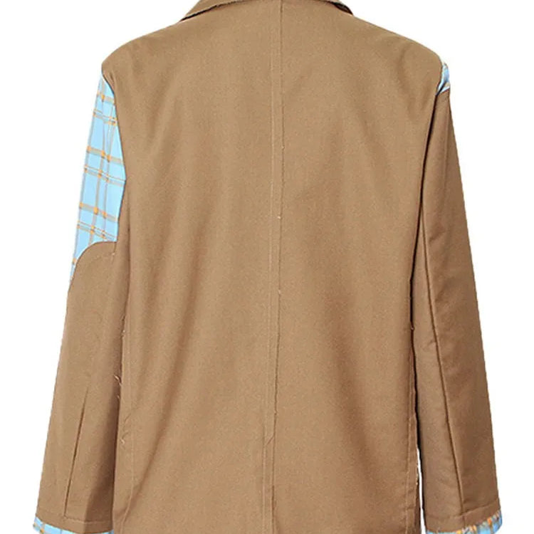 TWOTWINSTYLE Colorblock Spliced Denim Blazers For Women Notched Collar Long Sleeve Patchwork Chain Chic Blazer Female Clothing