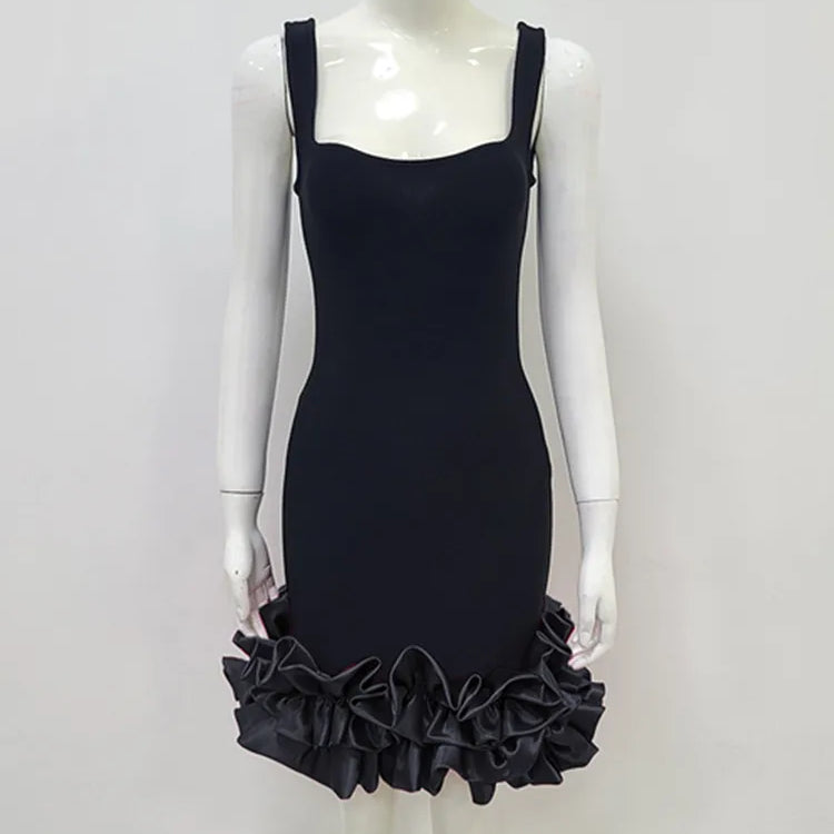 Women Summer Sexy Sleeveless Tank Black Hot Pink White Mini Bodycon Bandage Dress 2023 Elegant Party Stage Performance Dress