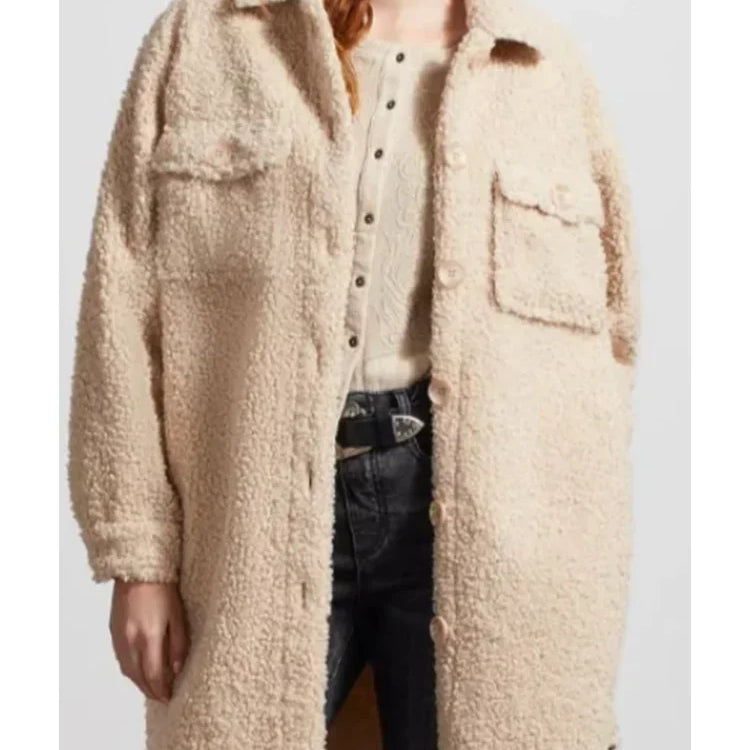 Women's Fuzzy Coat Turn Down Collar Pockets Casual Single Breasted Long Jacket Autumn Winter Loose Vintage Lambswool Outerweat