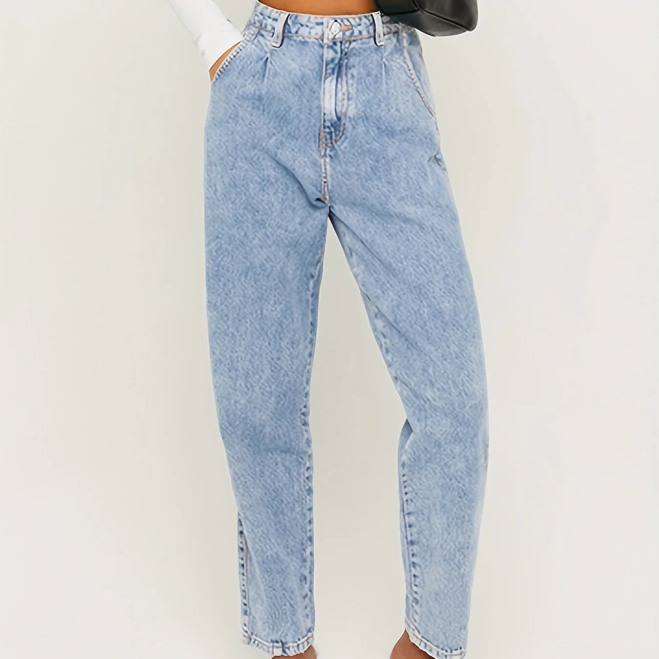 Women's Blue High Waist Straight Jeans