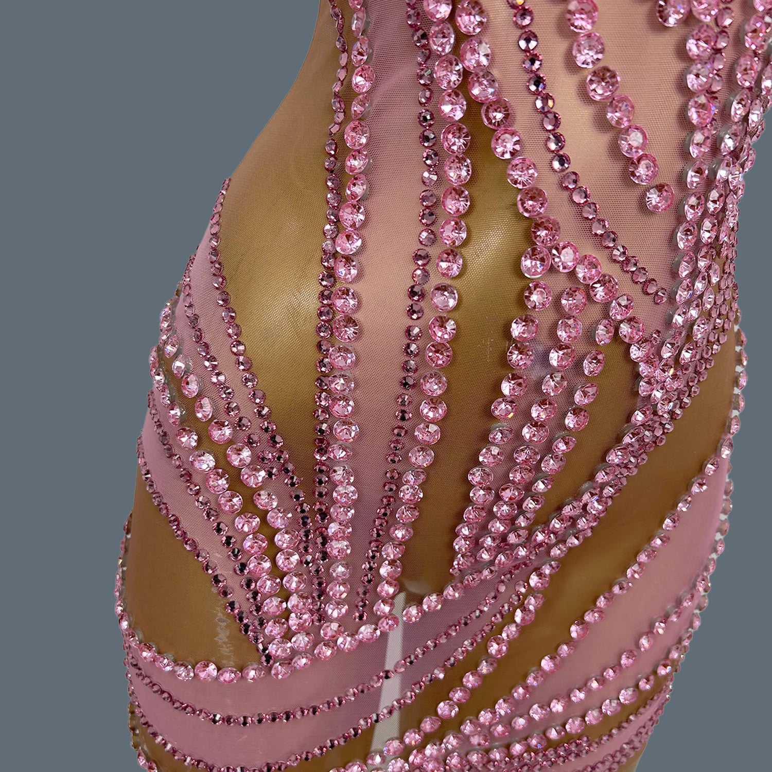 Sparkly Rhinestone Mini Dress Women Sexy Couture Mesh See Through Event Celebrate Birthday Party Dress Photo Shoot Wear Liuzhuan