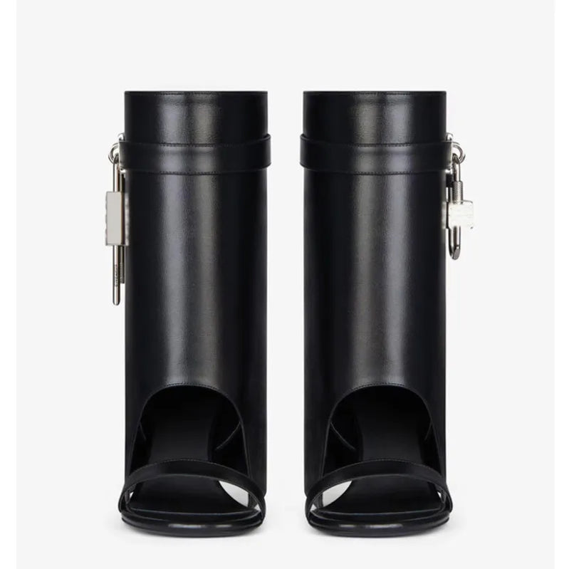 Summer New Rhinestone Cool Boots Fashion Square Head Side Zipper Open-toe Women's Short Boots Fashion Show Sexy Leg Boots