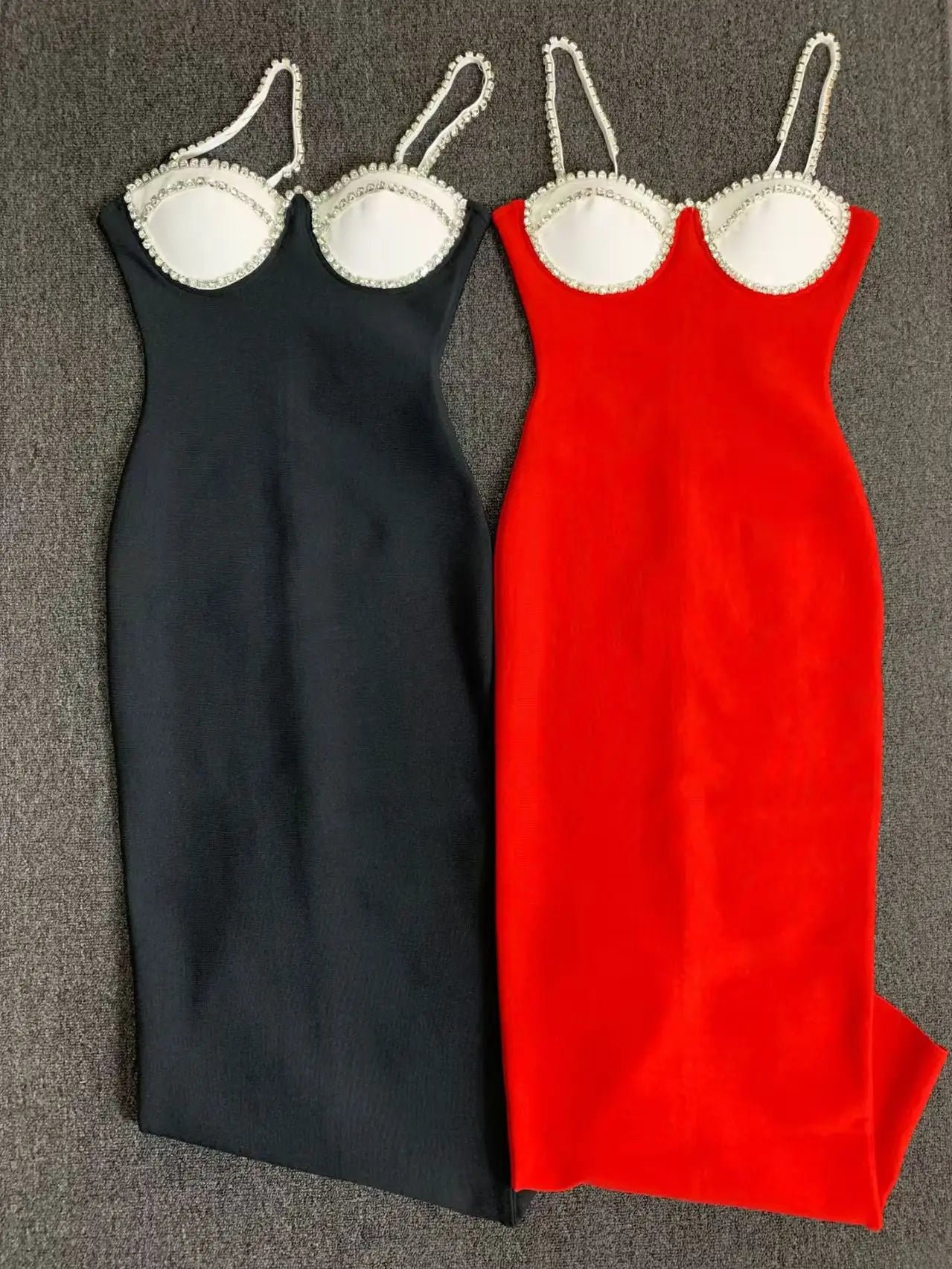 Black Red Color Women Sleeveless Sexy Strap Square Collar Bodycon Long Bandage Dress Nightclub Party Fashion Cocktail Dress