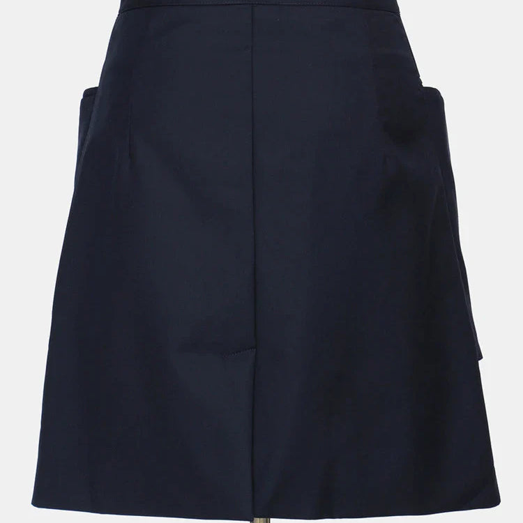 DEAT Fashion Women's Skirt Deconstruct Irregular Diagonal Buckle Pockets High Waist Mini Skirts Female Autumn New WU004