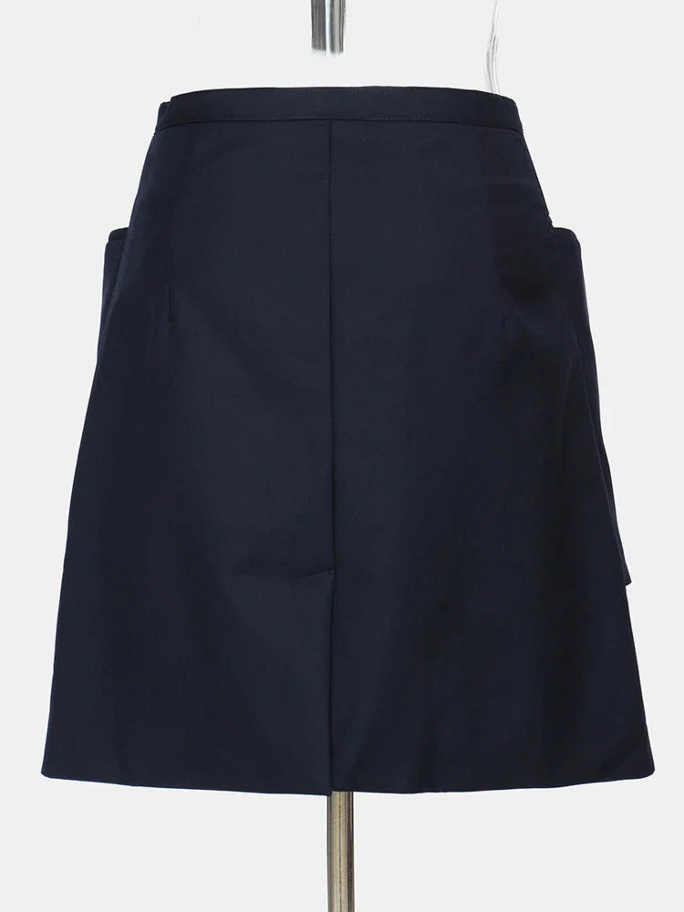 DEAT Fashion Women's Skirt Deconstruct Irregular Diagonal Buckle Pockets High Waist Mini Skirts Female Autumn New WU004