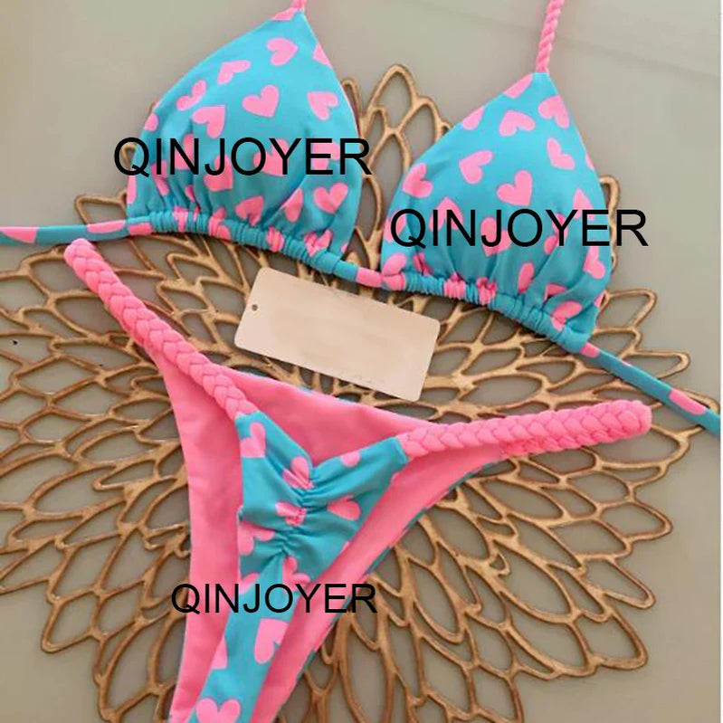 QINJOYER Women Swimwear Bikini Set Thong Swim Suit Women Bathing Suits Bikini Biquini Brazilian Swimwear Yellow
