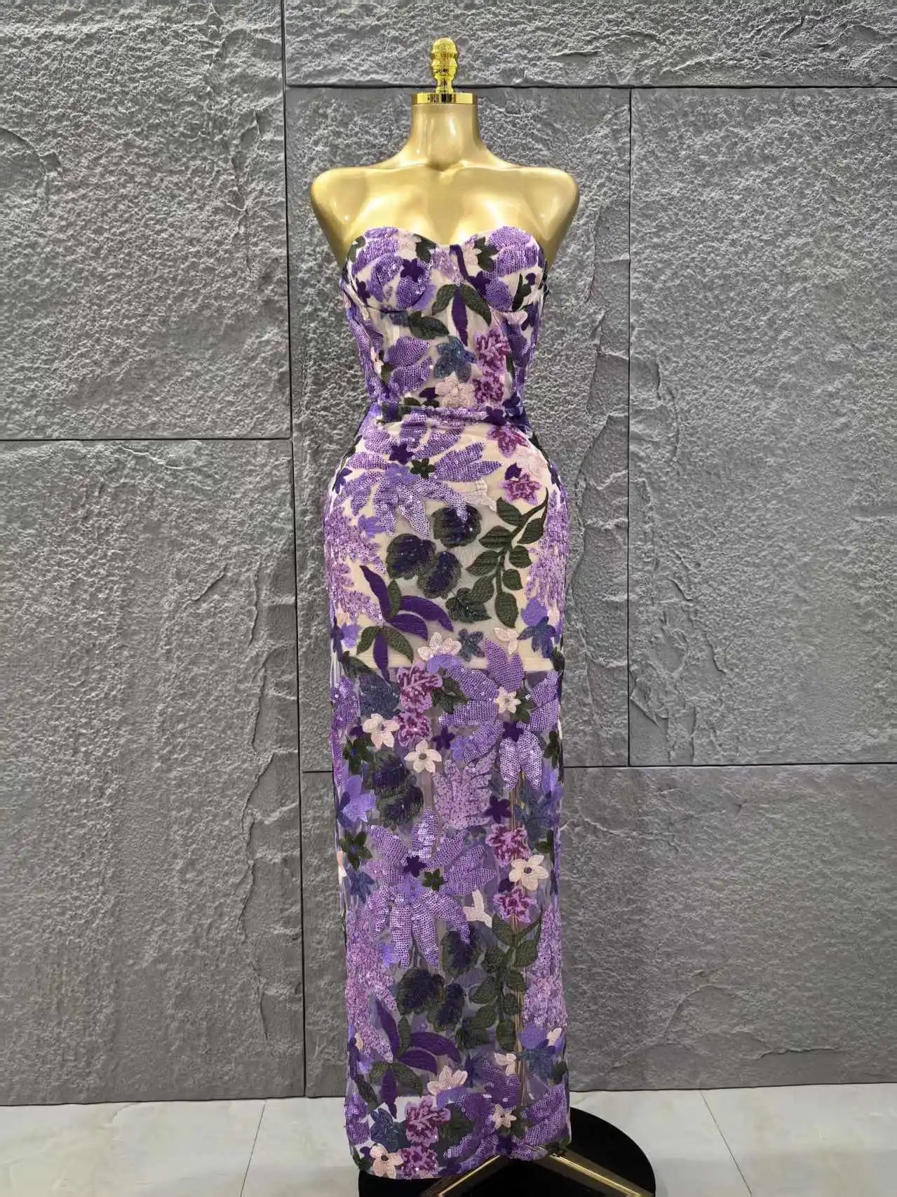 High Quality Women Sexy Strapless Embroidery Bodycon Long Dress Celebrate Evening Party Vacation Girls' Birthday Outfit