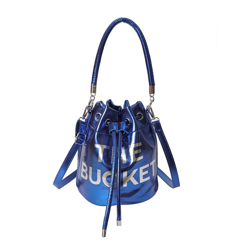 Designer Shoulder Bag for Women Bucket Bag Fashion Purses and Handbags Brand Crossbody Bags Cute Silk Scarf Satchel Dark blue 19X20X19cm