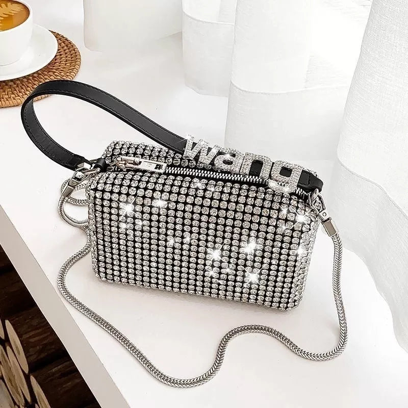 Hobo-bag Female Clutch Women Diamond Design Brand Luxury designer Shoulder Bags womens Handbag Leather PU Shiny Messenger Bag Type 1 with w