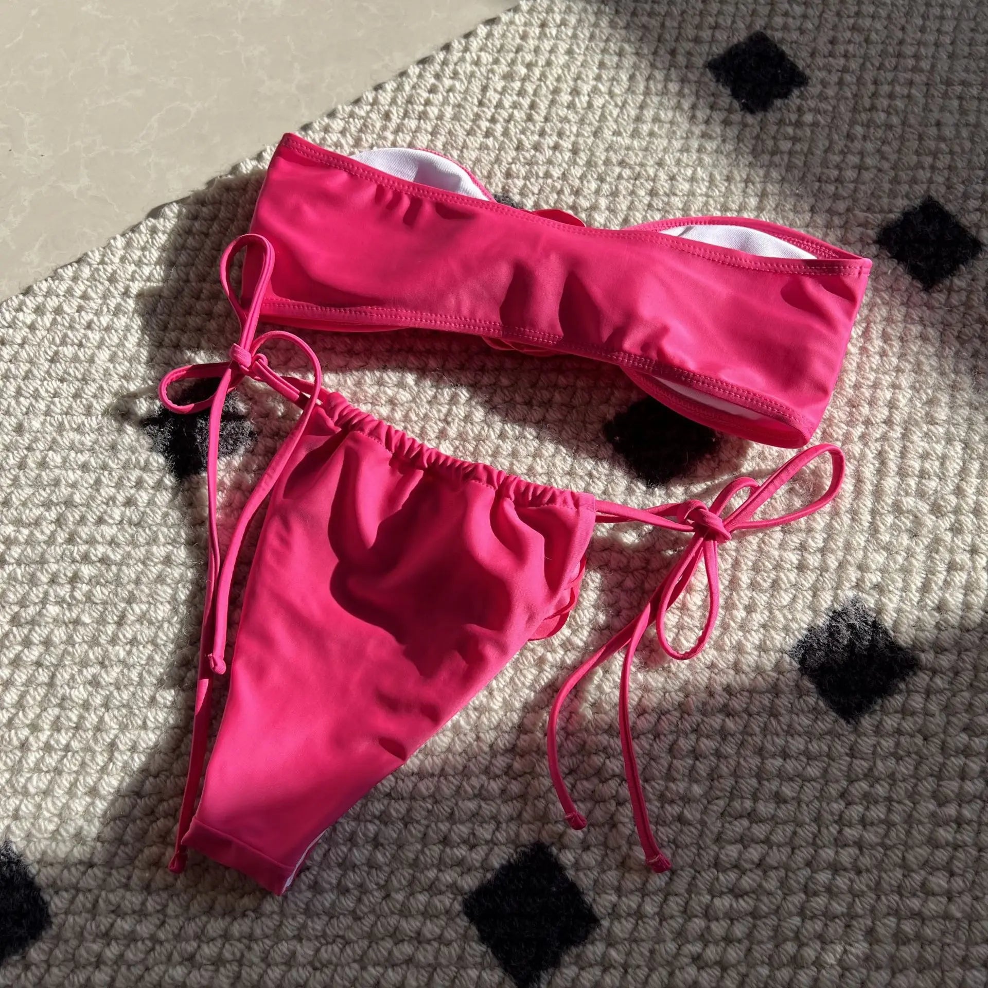 Summer Women Bikinis Strapless Brazilian Thong Biquini Traje De Bano Solid Women Two Pieces Bathing Suit Swimsuit Beachwear